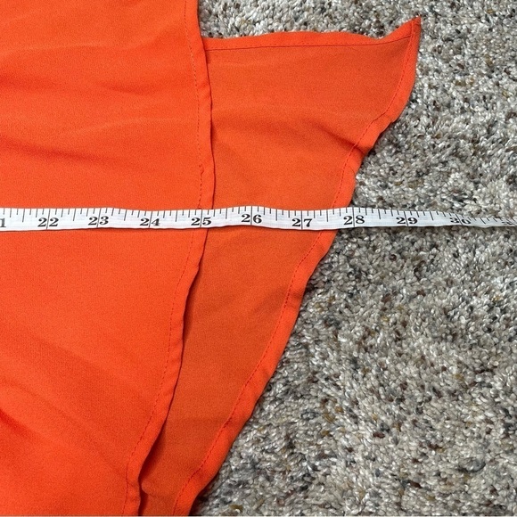 New York & Company Orange Chiffon Long Sleeve Tie Back Top Blouse Small - Picture 11 of 11